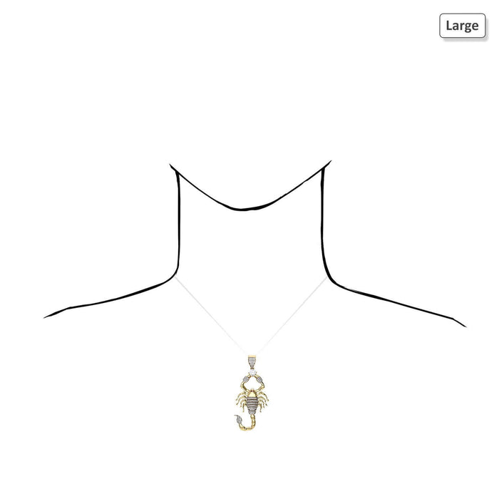 10K Yellow Gold CZ Pave Scorpio Pendant 2"-3"