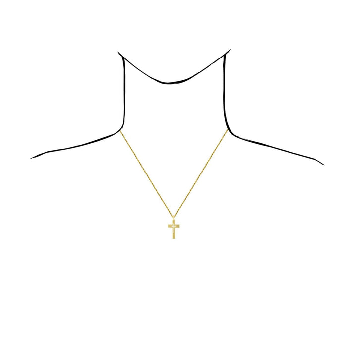 14K Gold Two - Tone Yellow White Textured Cross Pendant 1.4" - WJD Exclusives