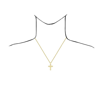 14K Real Gold Two-Tone Yellow White Ornamental Pattern Pendant 1.6"