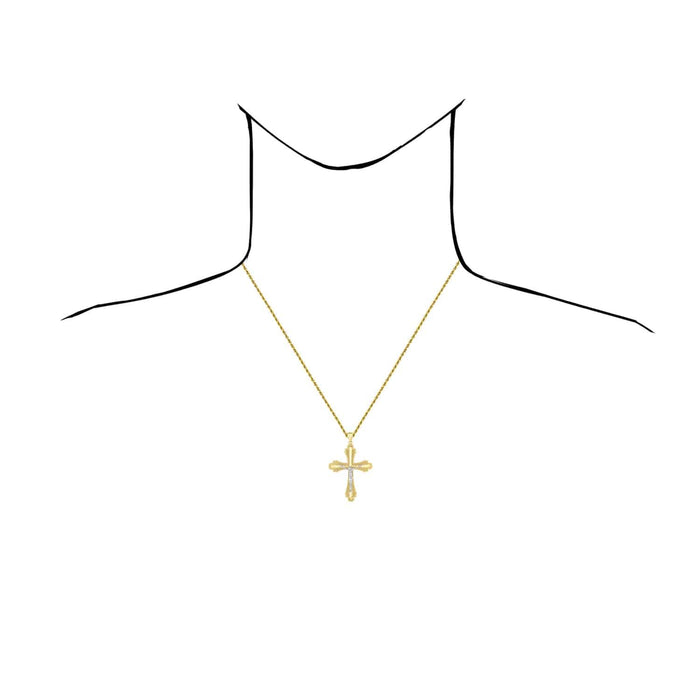 14K Gold Two - Tone Yellow White Jesus Crucifix Cross Pendant 2" - WJD Exclusives