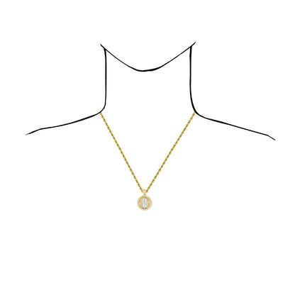 14K Real Gold Two-Tone Yellow White CZ Dollar Sign Round Pendant 1.45"