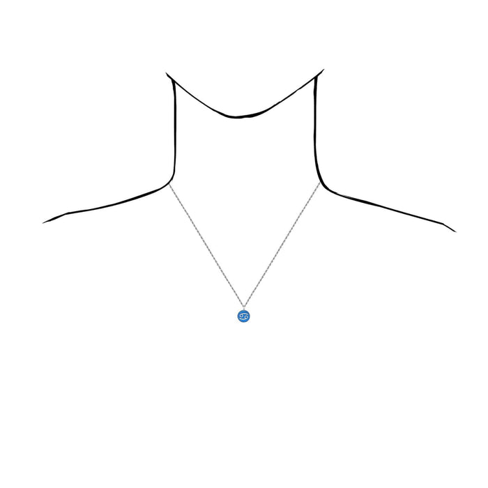 Sterling Silver Round Blue Zodiac Signs Pendant 0.7" - WJD Exclusives