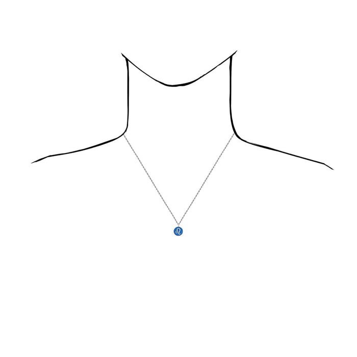 Sterling Silver Round Blue Zodiac Signs Pendant 0.7" - WJD Exclusives