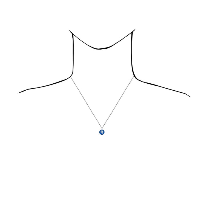 Sterling Silver Round Blue Zodiac Signs Pendant 0.7" - WJD Exclusives