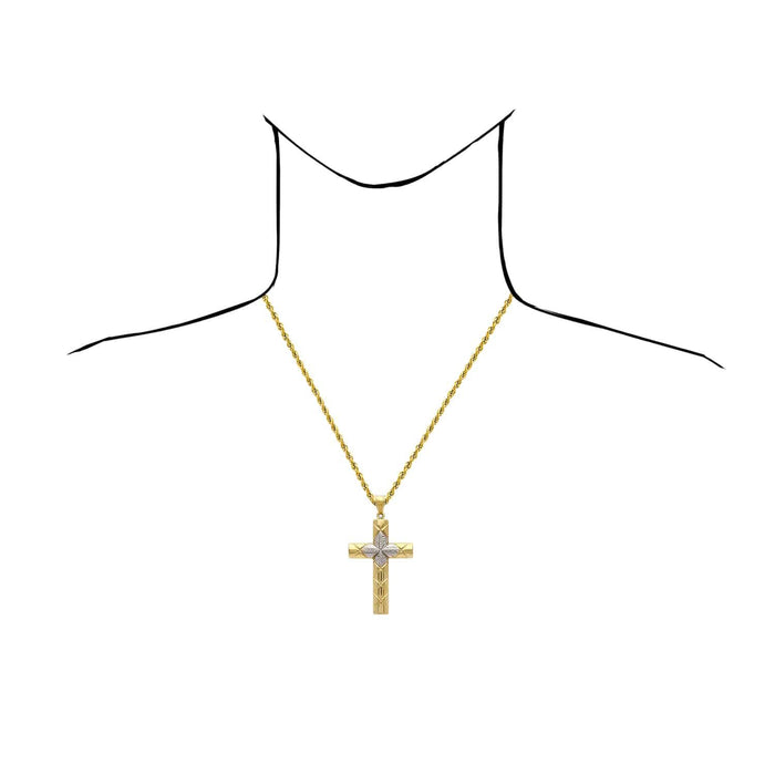 14K White Gold Diamond - Cut Cross Pendant 3.1" - WJD Exclusives
