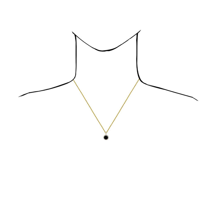 0.25CTW Natural Diamond 10K Gold Yellow White Halo Black Onyx Pendant 21mm - WJD Exclusives