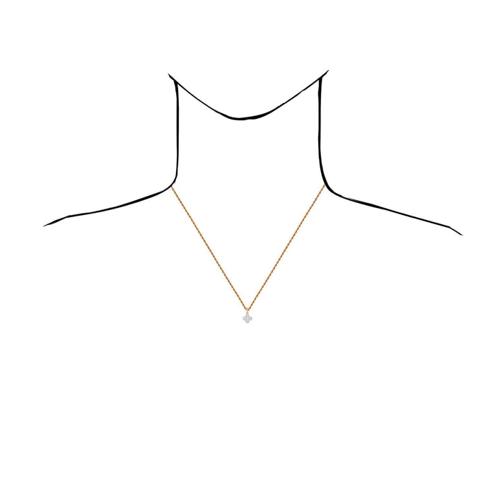 0.20CTW Natural Diamond Baguette 10K Gold Yellow White Rose Clover Pendant 0.6" - WJD Exclusives