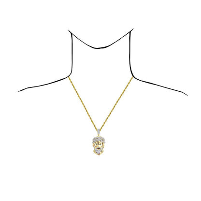 Real Diamond 10K Yellow Gold Jesus Face with Blood Thorns Pendant 1.45"-3.2"