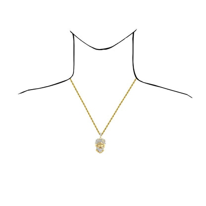 Real Diamond 10K Yellow Gold Jesus Face with Blood Thorns Pendant 1.45"-3.2"