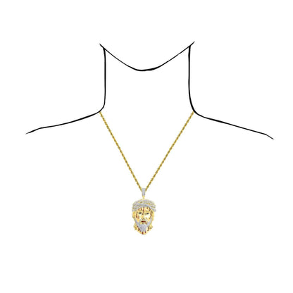 Real Diamond 10K Yellow Gold Jesus Face with Blood Thorns Pendant 1.45"-3.2"