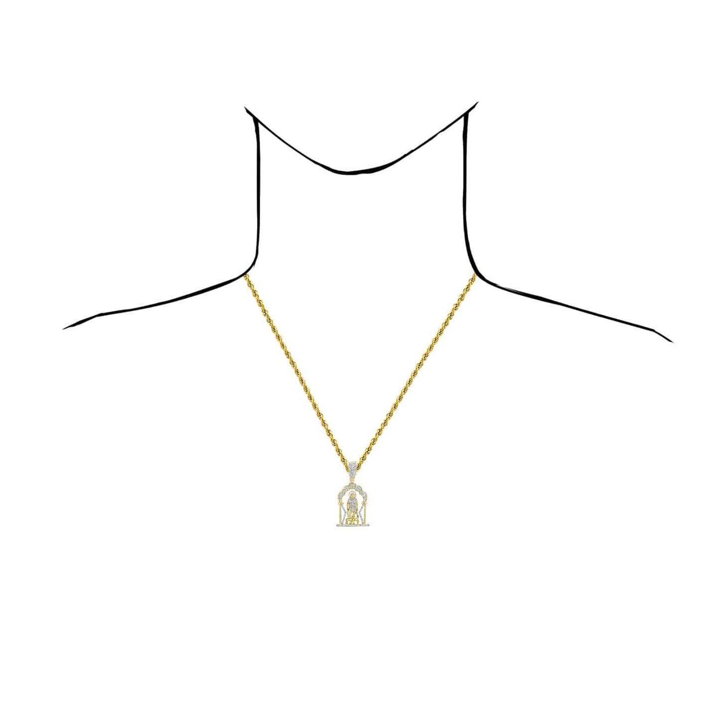 0.75CTW Real Diamonds 10K Yellow Gold St. Lazaro Pendant 1.8"