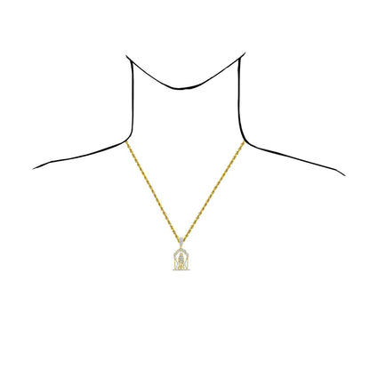 0.75CTW Real Diamonds 10K Yellow Gold St. Lazaro Pendant 1.8"