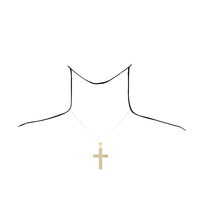 10K Gold White Diamond-Cut Nugget Cross Pendant