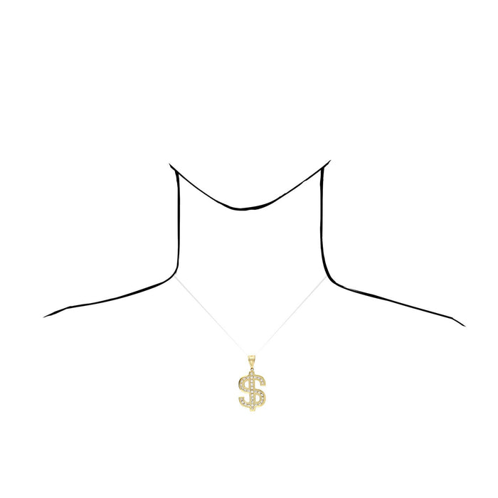 10K Yellow Gold CZ Dollar Sign Pendant