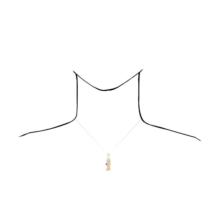 10K Gold Yellow & White Diamond-Cut Ruby Religious Saint Lazarus Pendant 1.57"