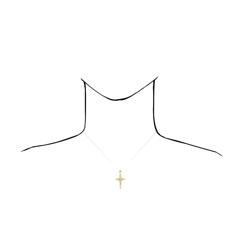10k Yellow White Gold Jesus Crucifix Religious Cross Pendant 1.5"