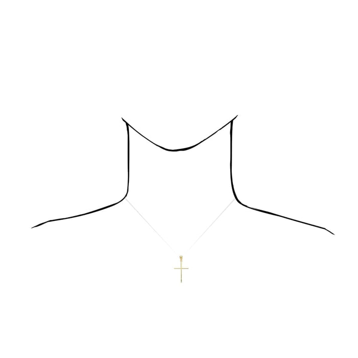 14K Yellow Gold Diamond-Cut Finish Religious Cross Pendant