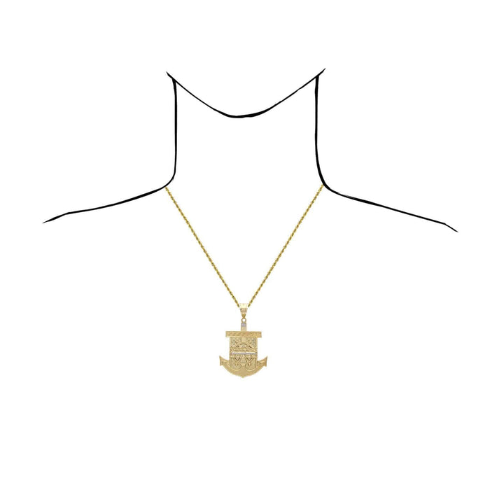 10K Yellow Gold Last Supper And Mariner Anchor Pendant 51mm x 78mm