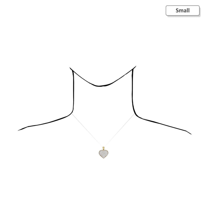 Solid 10K Yellow Gold Micro Pave CZ Heart Pendant