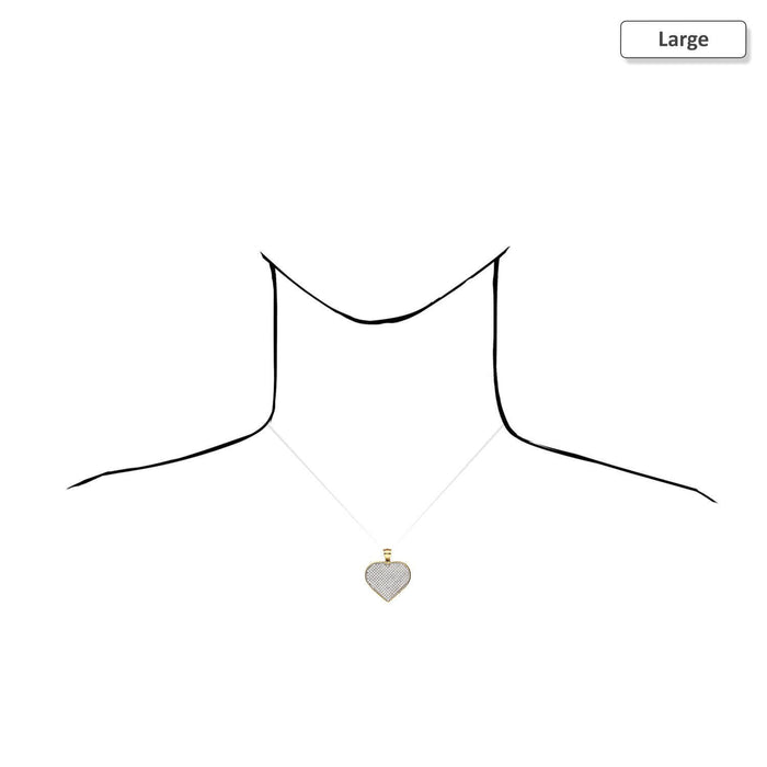 Solid 10K Yellow Gold Micro Pave CZ Heart Pendant