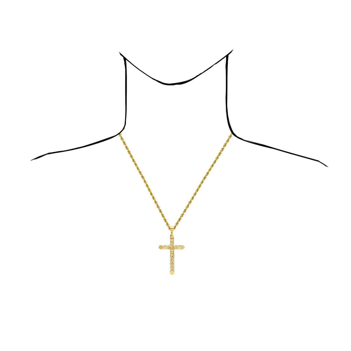 14K Yellow Gold Jesus Crucifix Cross Pendant 2"-2.8"
