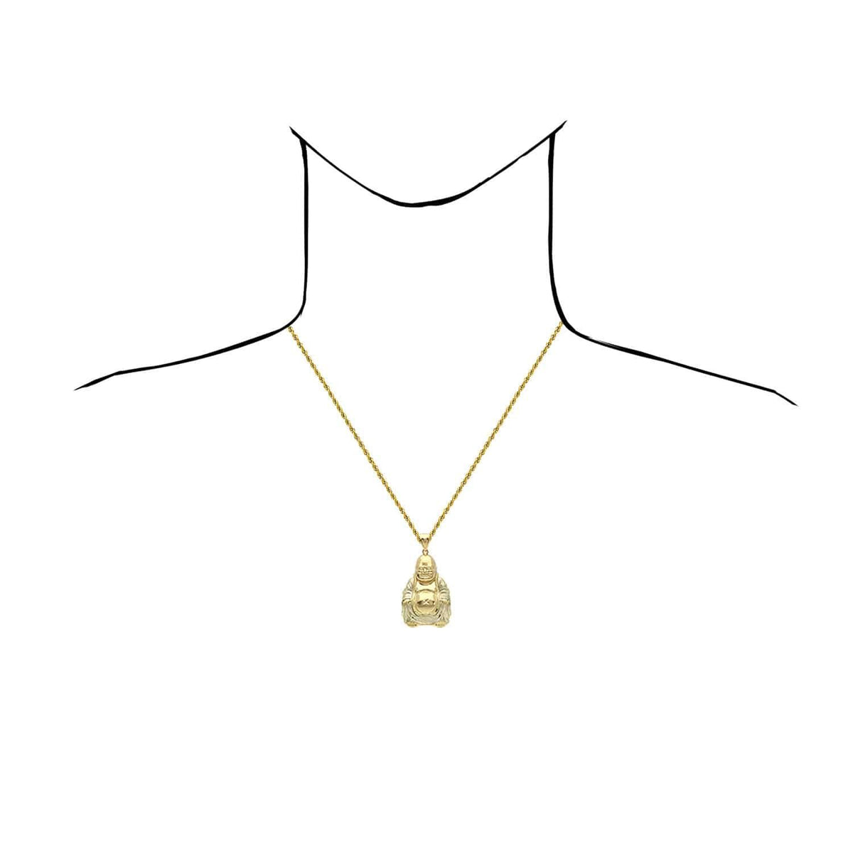 10K Yellow Gold Buddha Pendant 1.34"-2.2"