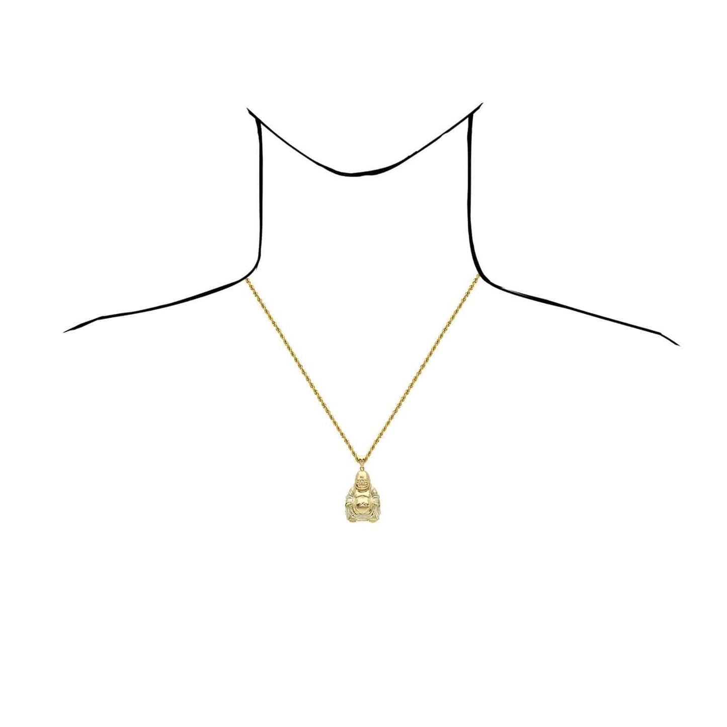 10K Yellow Gold Buddha Charm Pendant 1.34"-2.2"
