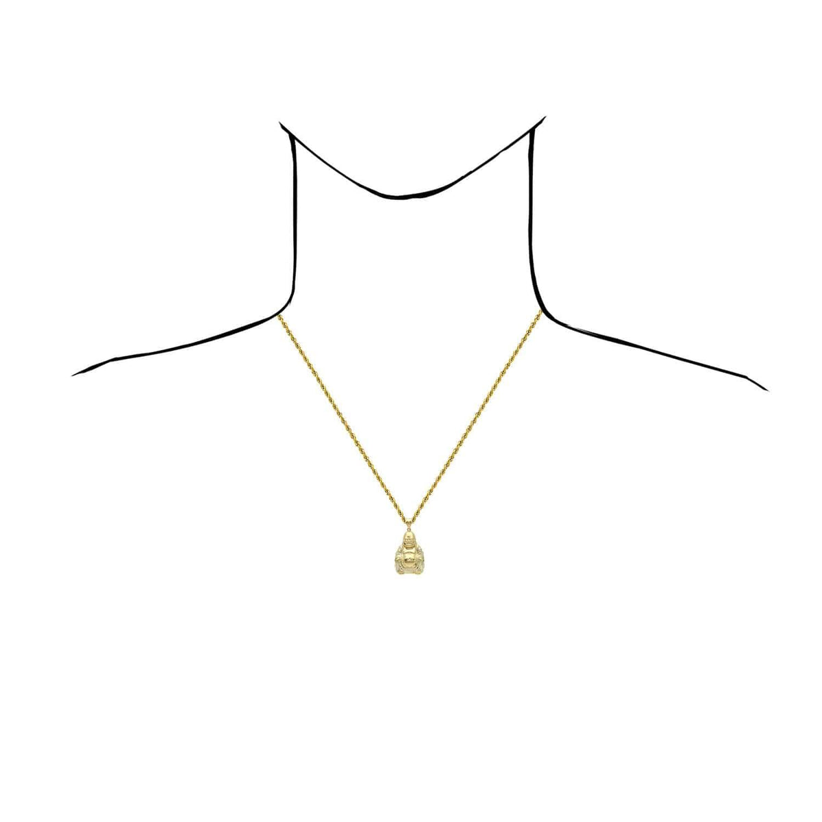 10K Yellow Gold Buddha Pendant 1.34"-2.2"