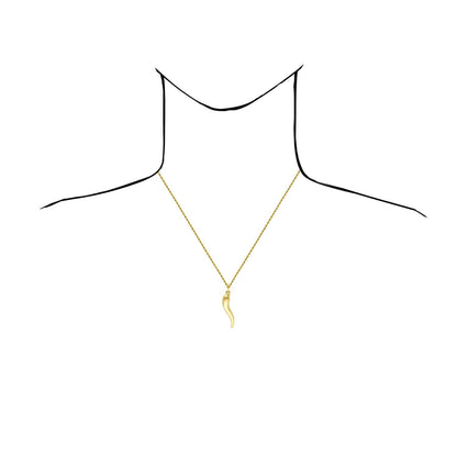 10K Real Gold Italian Horn Charm Pendant 1.1"-2"