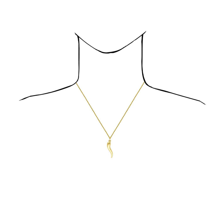 10K Gold Italian Horn Pendant 1.1" - 2" - WJD Exclusives