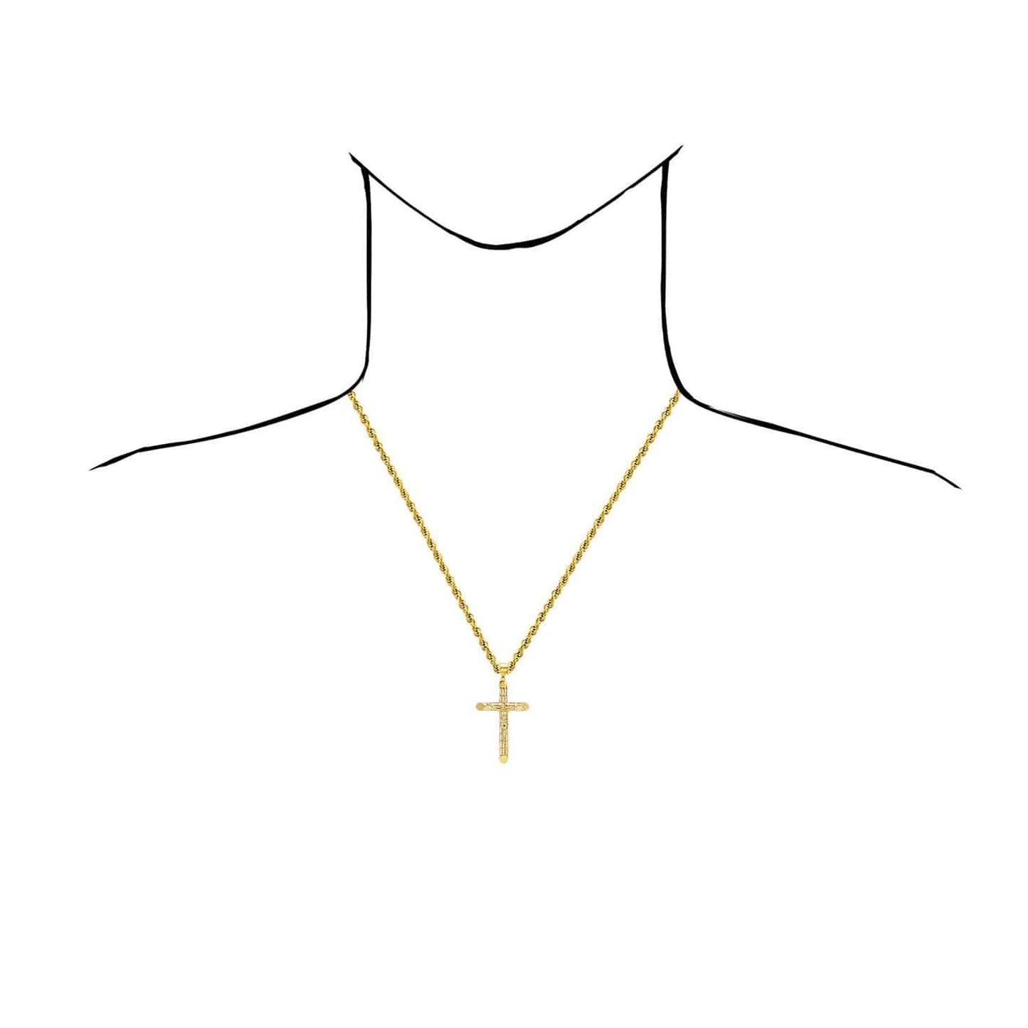 14K Yellow Gold Jesus Crucifix Cross Pendant 2"-2.8"