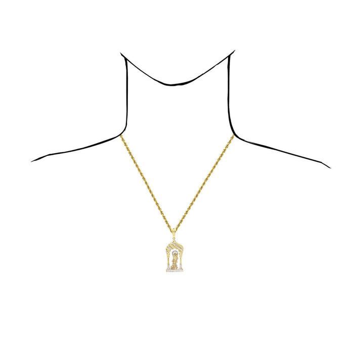 10K Yellow Gold Diamond-Cut Religious Saint Lazarus Pendant 2.5"-3.3"