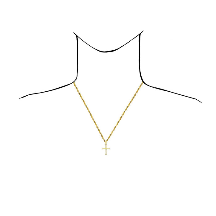 10K Yellow White Gold Two-Tone Diamond-Cut Cross Pendant 1.28"