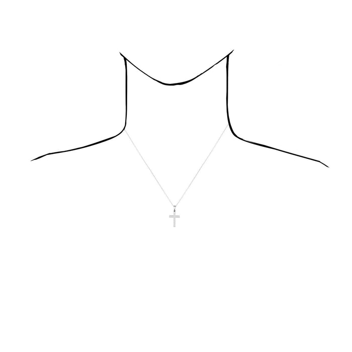 14K White Gold Religious Cross Pendant 1.2"