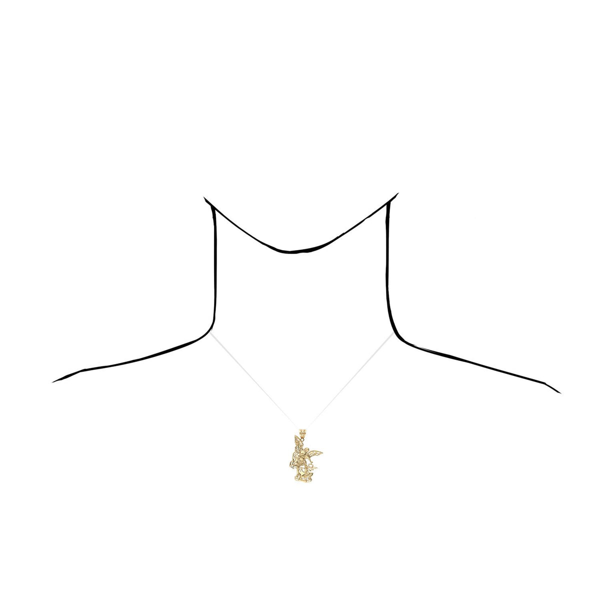 14K Yellow Gold Religious Saint Michael Pendant
