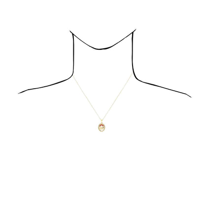 10K Yellow Gold CZ Enameled Puerto Rico Map Oval Shape Disc Pendant