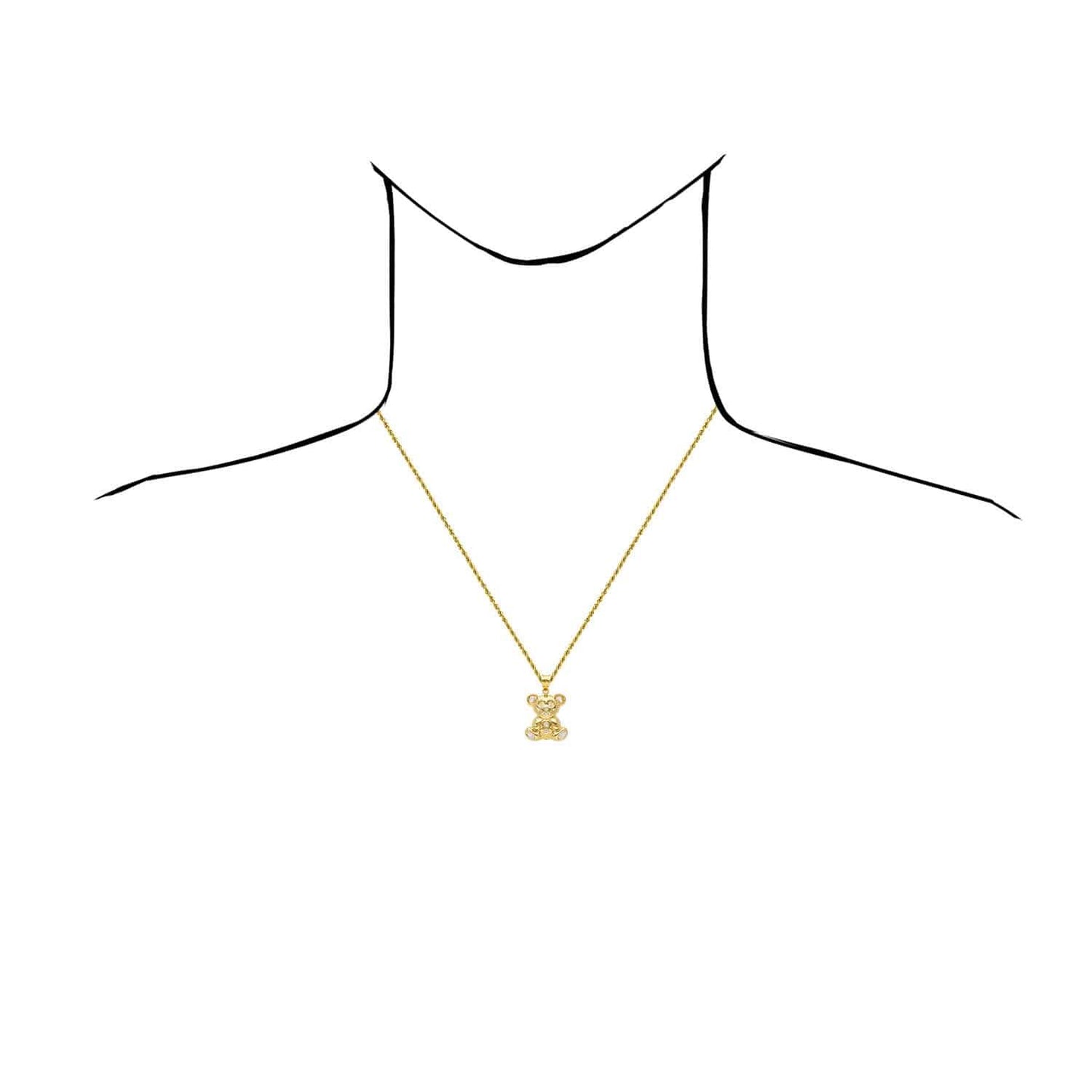 10K Yellow Gold Puffed Teddy Bear Charm Pendant 0.80"-1.40"