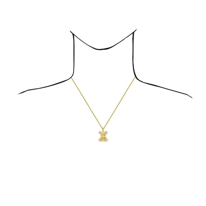 10K Yellow Gold Puffed Teddy Bear Charm Pendant 0.80"-1.40"