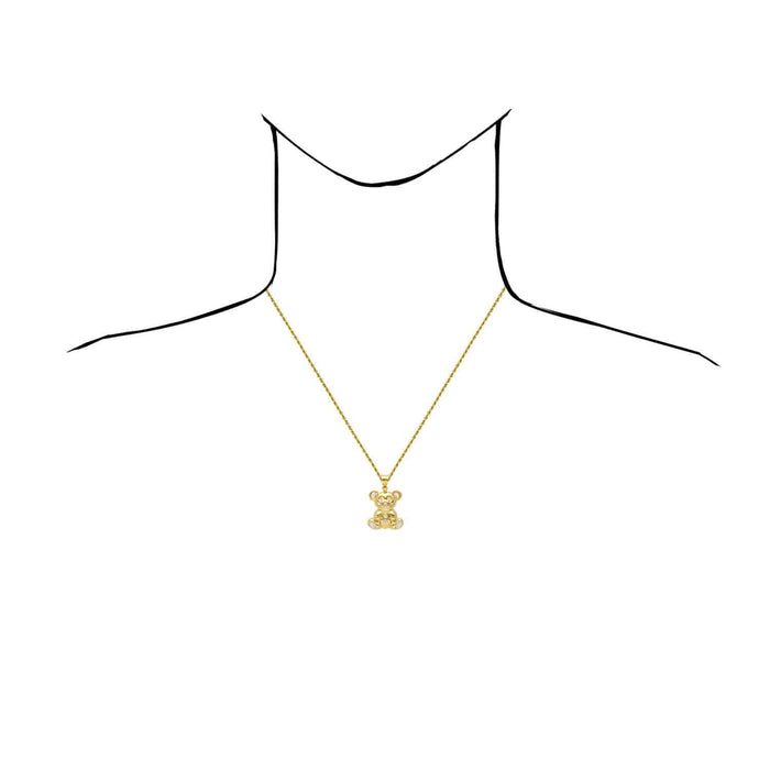 10K Yellow Gold Puffed Teddy Bear Pendant 0.80"-1.40"