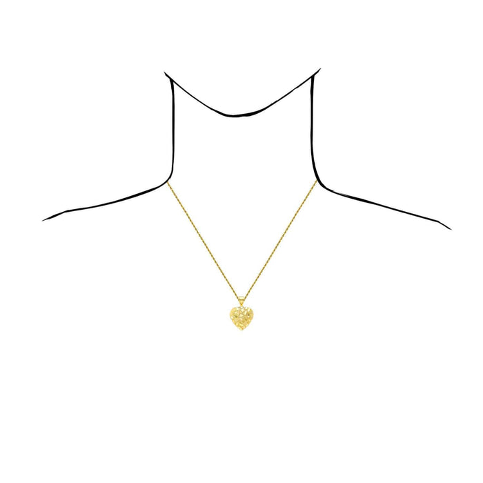10K Yellow Gold Nugget Heart Pendant 0.7" - 1.4" - WJD Exclusives