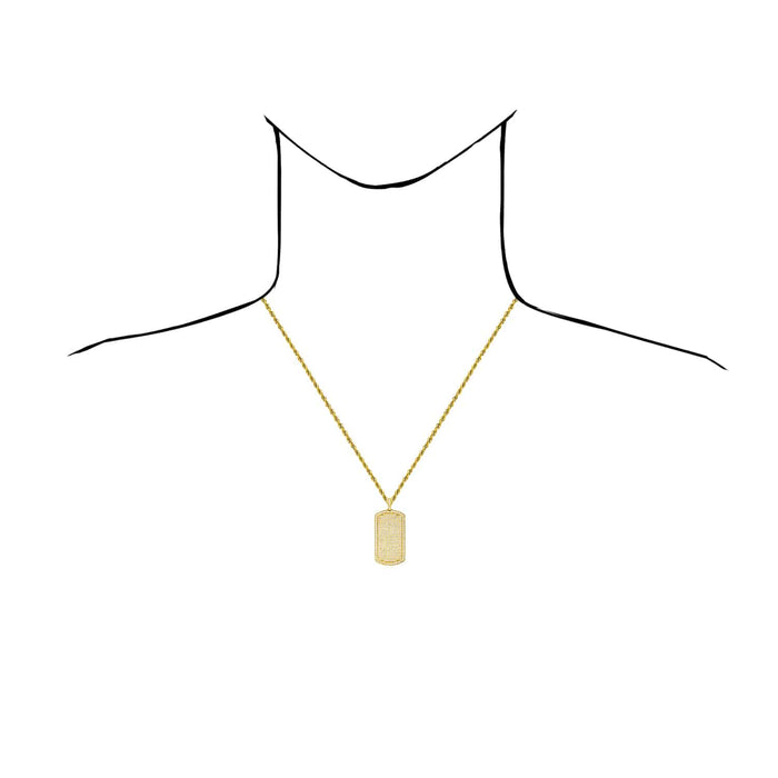 14K Yellow Gold Pave Diamond Alternative 4.5Ct Dog Tag Pendant