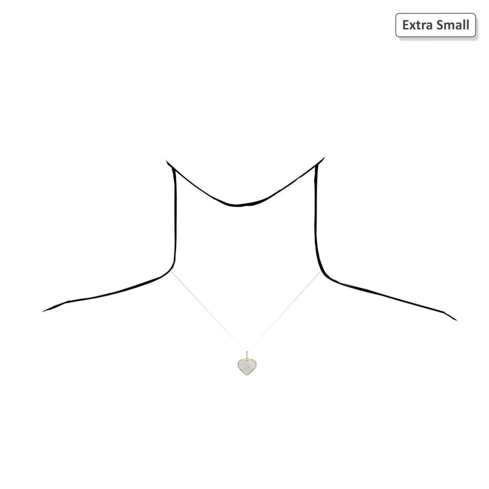 Solid 10K Yellow Gold Micro Pave CZ Heart Pendant