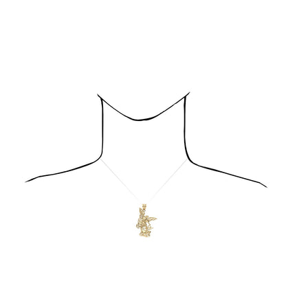 14K Yellow Gold Religious Saint Michael Charm Pendant