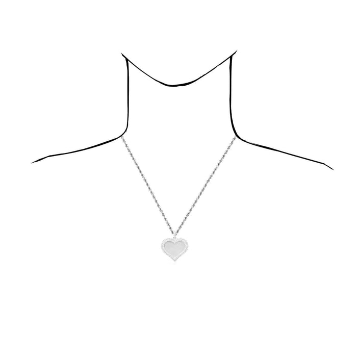 14K White Gold Over Silver Picture Memory Frame Heart Medallion Pendant 1.8 - 2.2" - WJD Exclusives