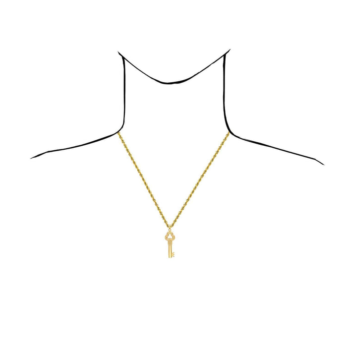 10K Yellow Gold Hollow Puffed Key Pendant 1.97"-2.95"
