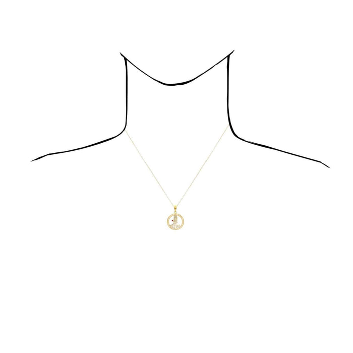 10K Yellow Gold CZ And Ruby Saint Lazare Round Medallion Pendant