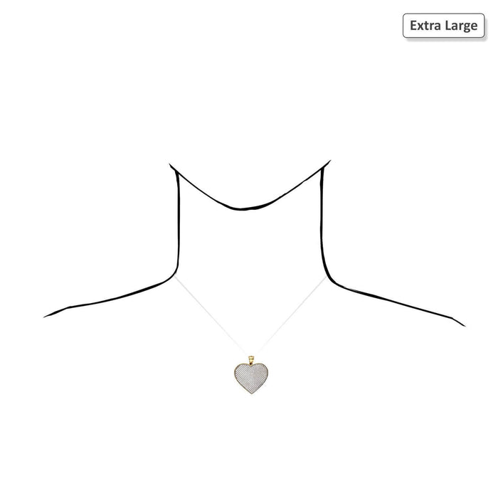Solid 10K Yellow Gold Micro Pave CZ Heart Pendant