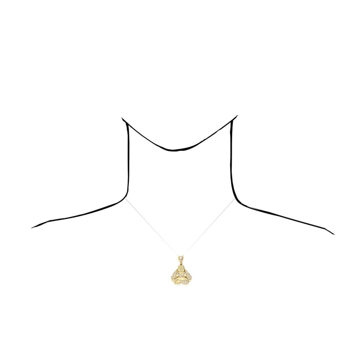 14K Yellow Gold CZ Buddha Pendant 1.65"-2.13"