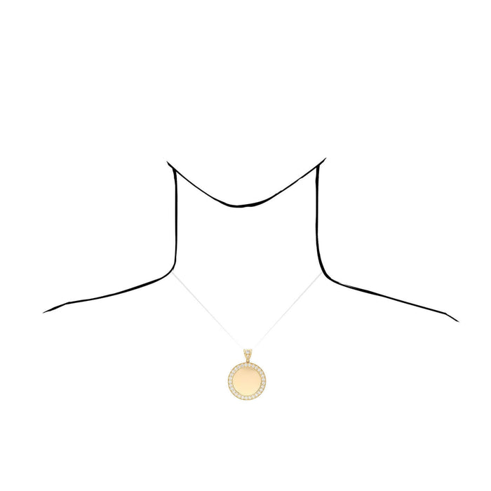 10K Yellow Gold CZ Picture Frame Medallion Pendant 24mm-50mm