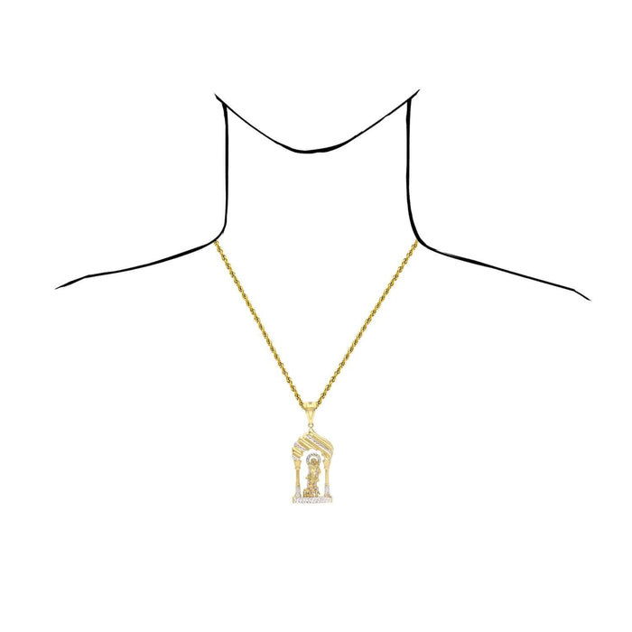 10K Yellow Gold Diamond-Cut Religious Saint Lazarus Pendant 2.5"-3.3"